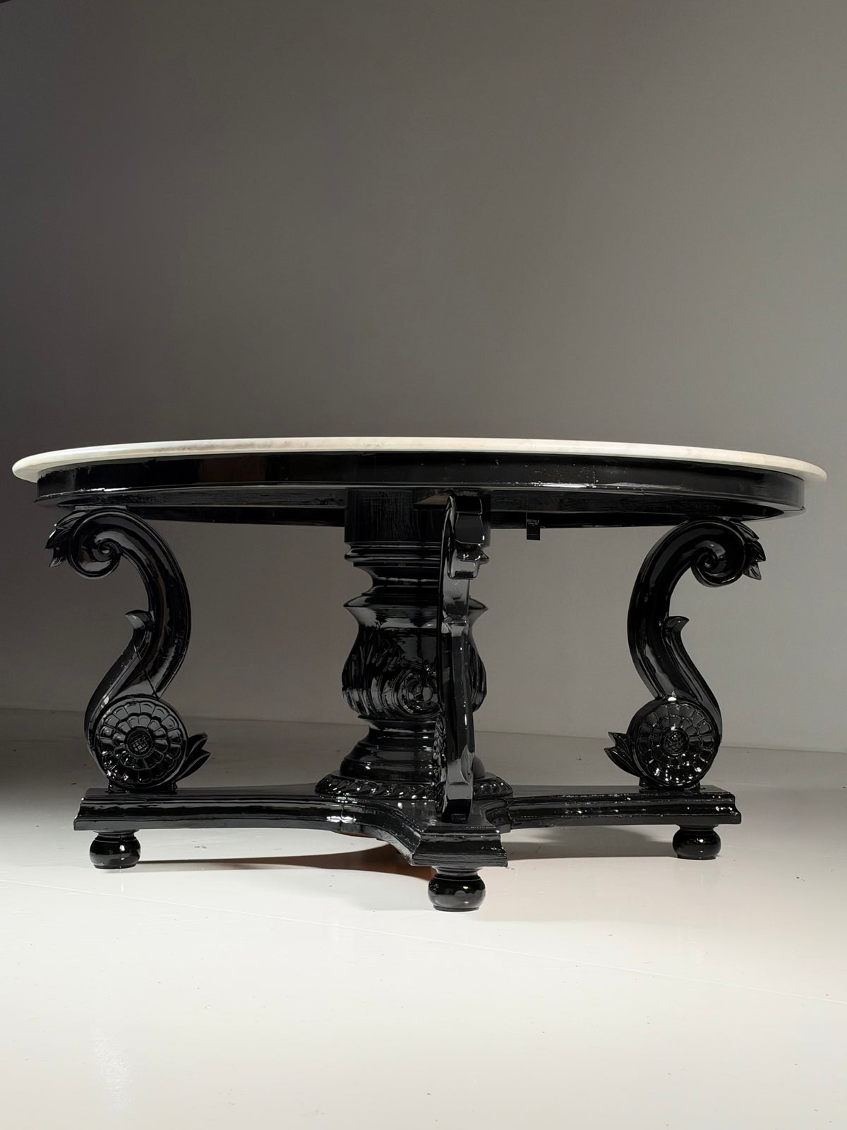 Teak centre table, 150 cm, marble