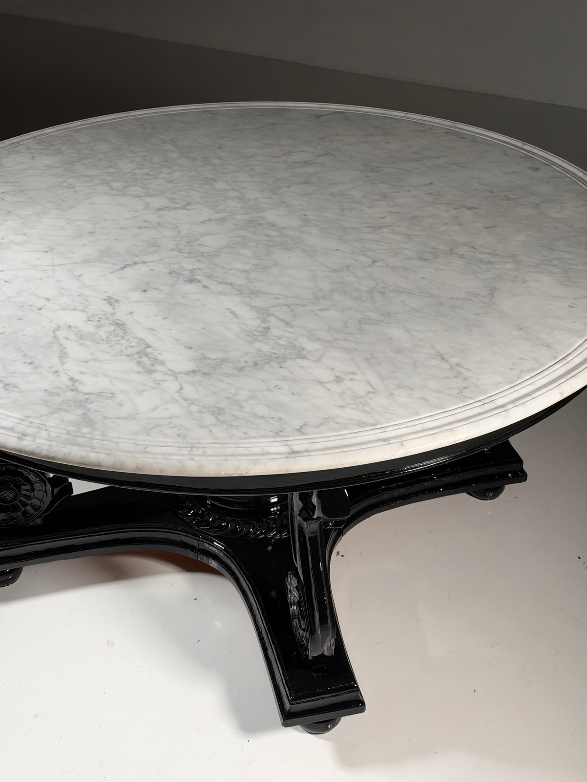 Teak centre table, 150 cm, marble