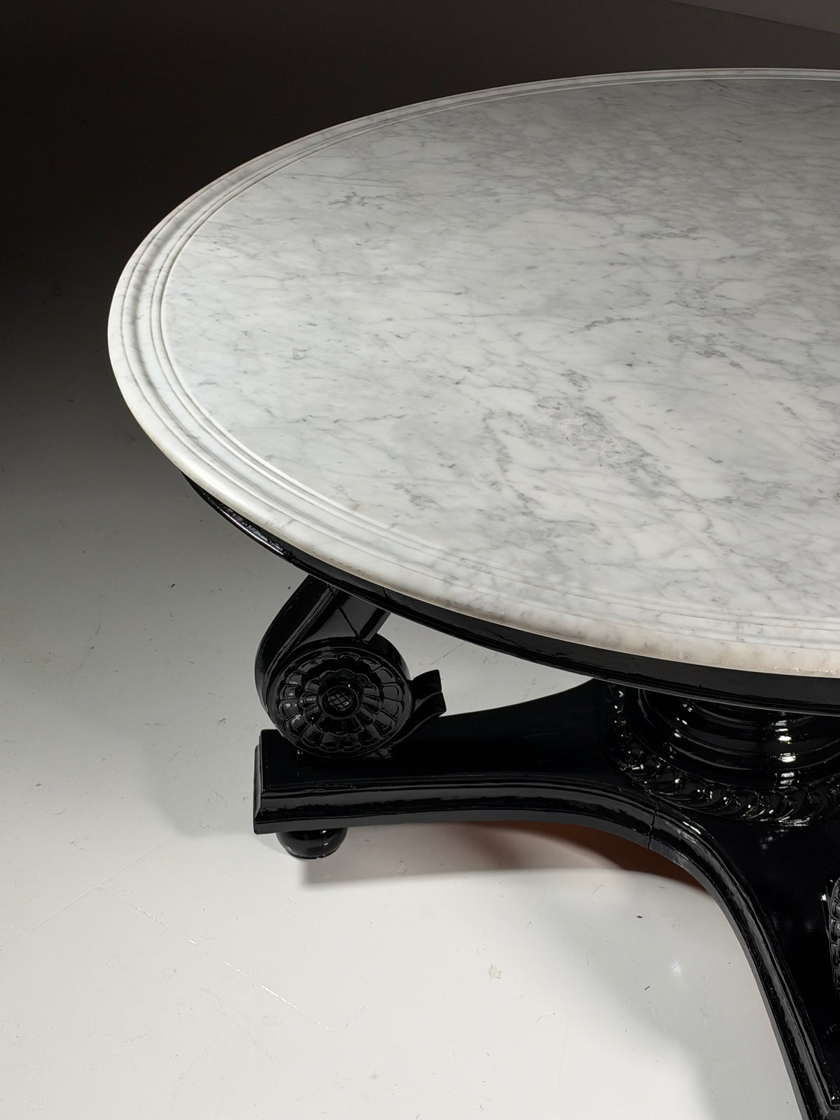 Teak centre table, 150 cm, marble