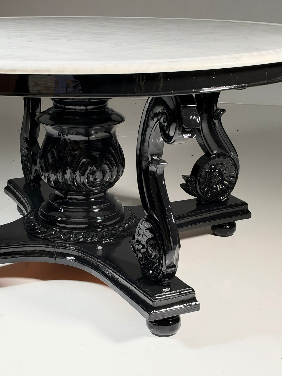 Teak centre table, 150 cm, marble