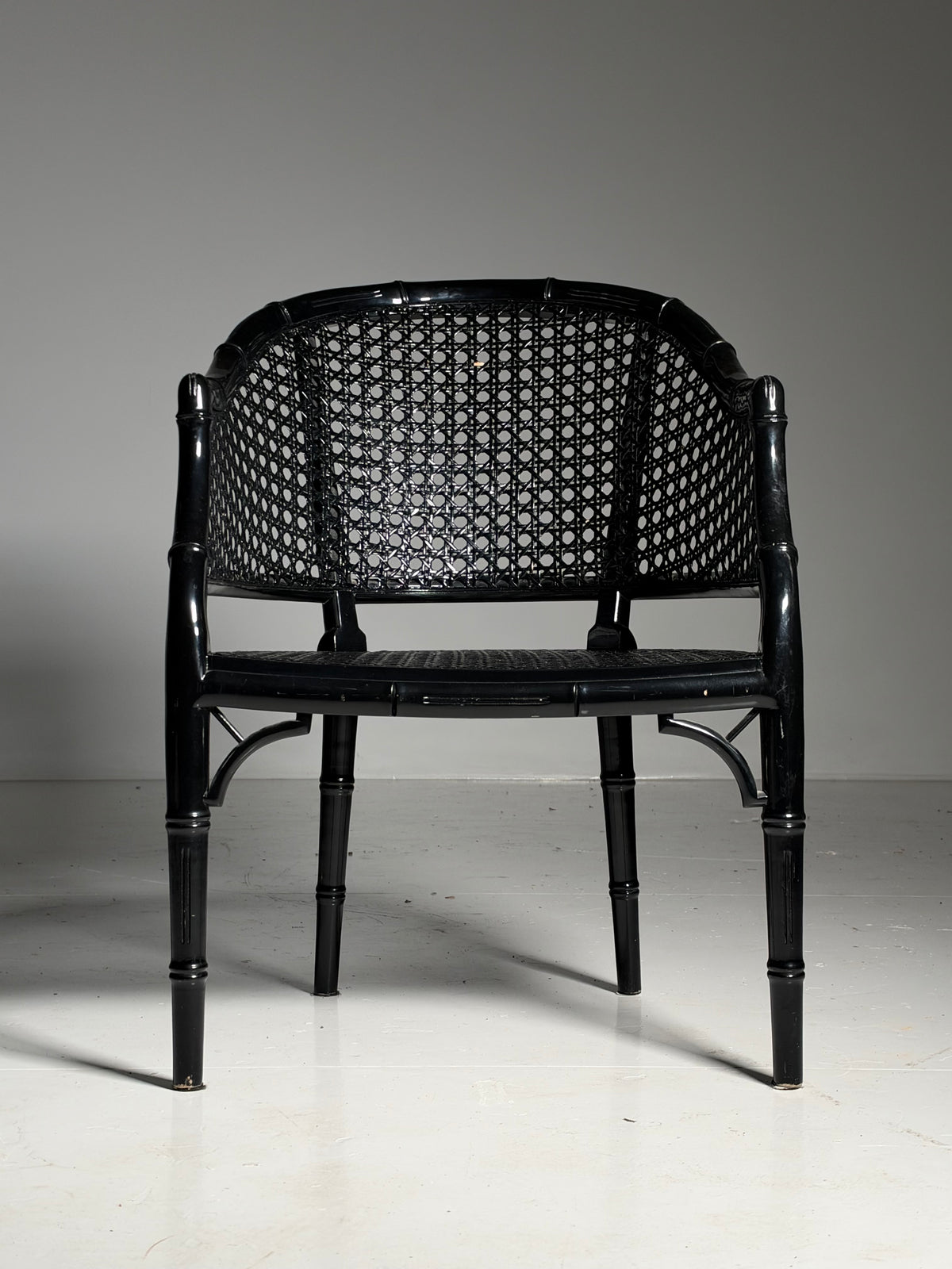 Set of 6 black faux bamboo chairs
