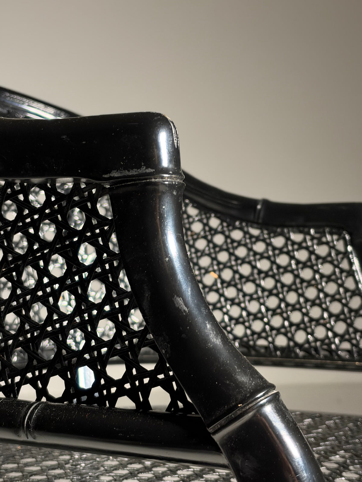 Set of 6 black faux bamboo chairs