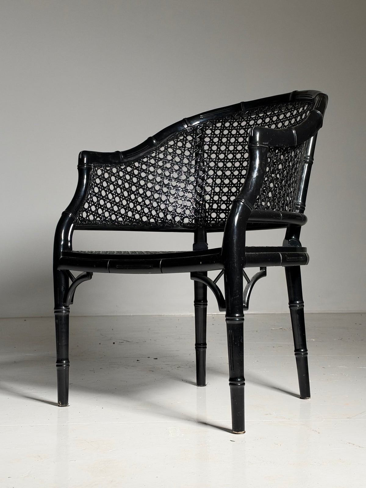 Set of 6 black faux bamboo chairs