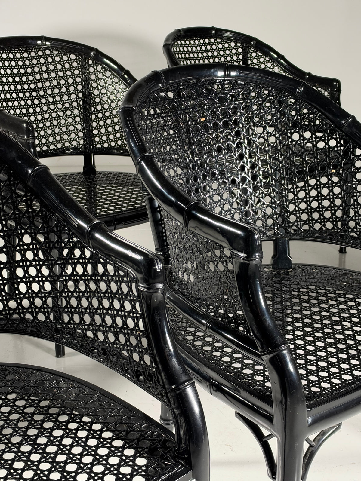Set of 6 black faux bamboo chairs
