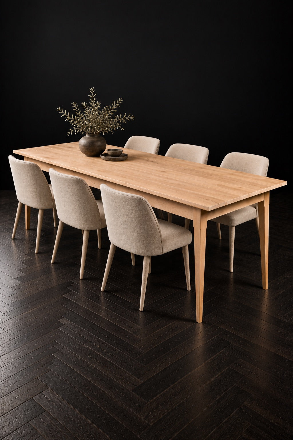 Handmade French style oak dining table with chairs