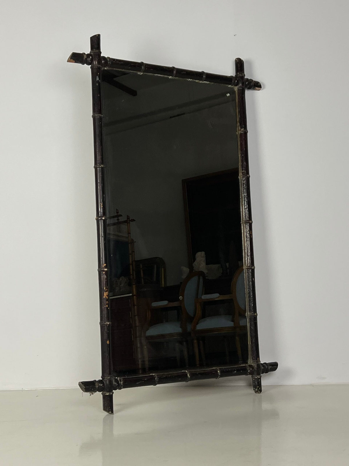 Large French Faux Bamboo Mirror, c. 1910, photo 3
