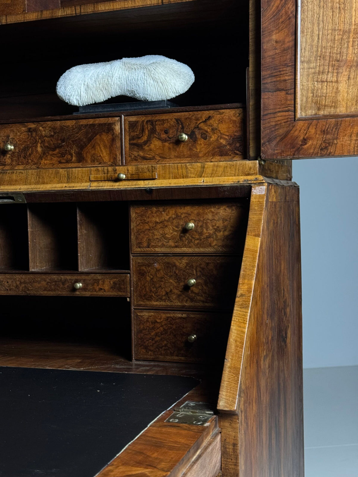 English Burr Walnut Bureau Bookcase, Early 19th Century, photo 30