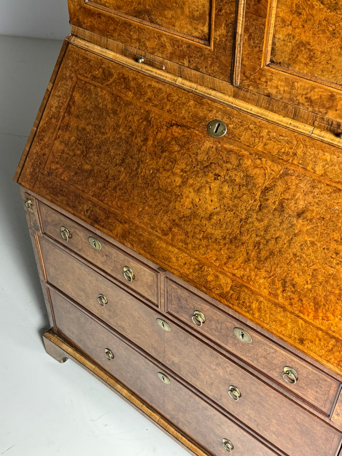 English Burr Walnut Bureau Bookcase, Early 19th Century, photo 37
