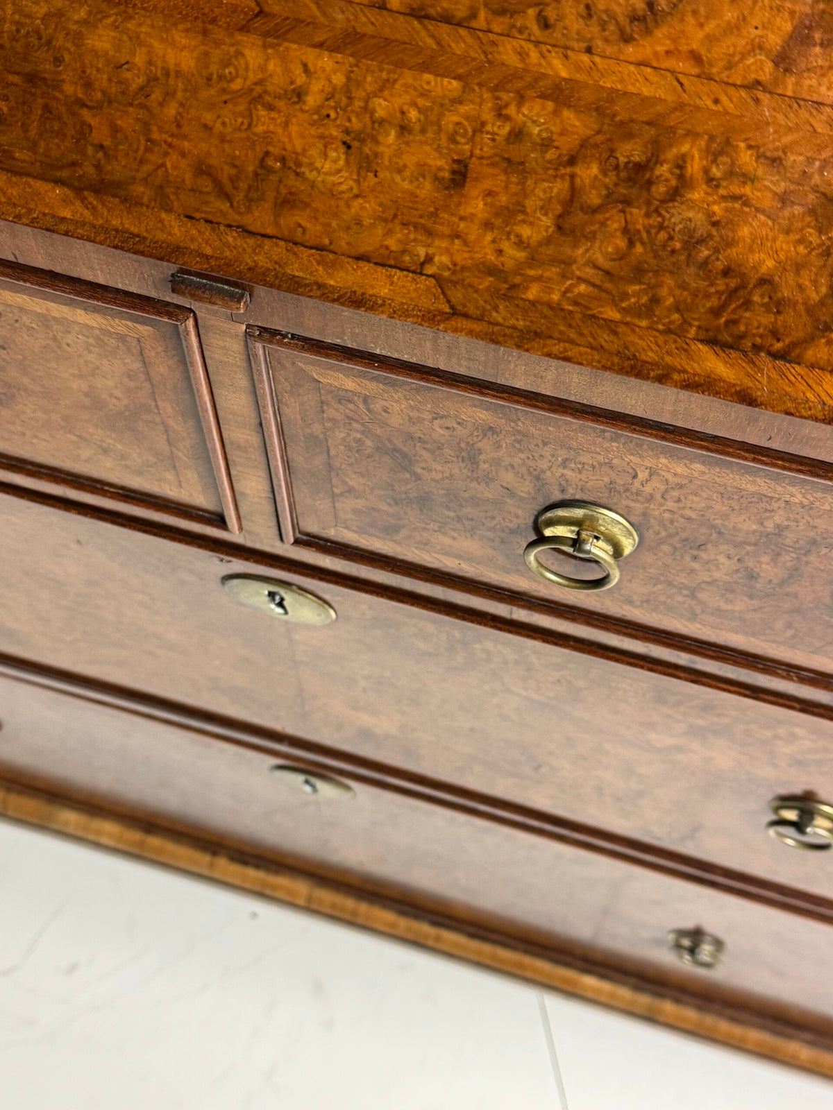 English Burr Walnut Bureau Bookcase, Early 19th Century, photo 38