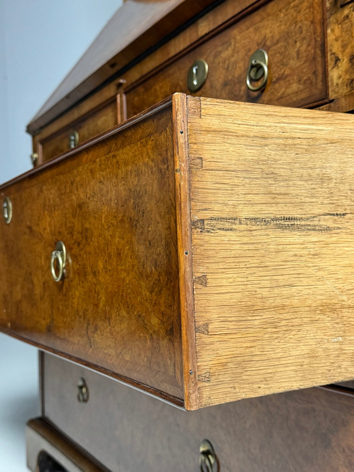 English Burr Walnut Bureau Bookcase, Early 19th Century, photo 39