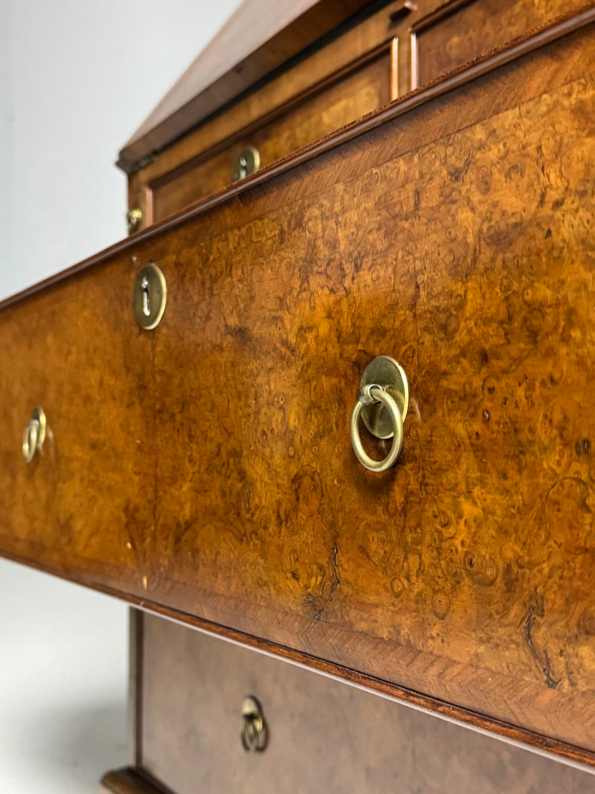 English Burr Walnut Bureau Bookcase, Early 19th Century, photo 40