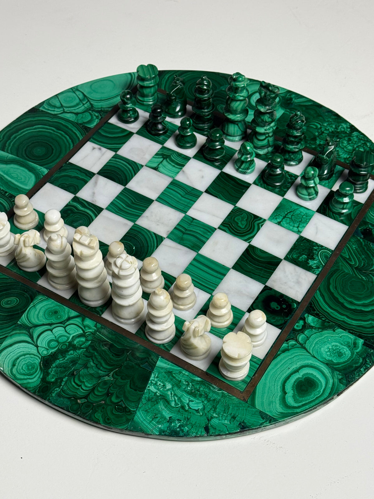 Congolese Malachite and Marble Chess Set, c. 1960, photo 1