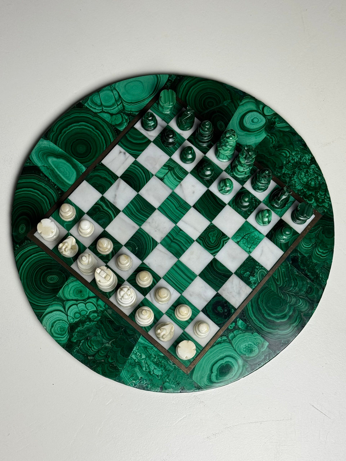 Congolese Malachite and Marble Chess Set, c. 1960, photo 16