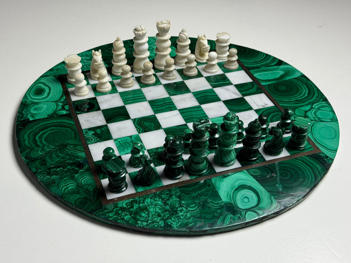 Congolese Malachite and Marble Chess Set, c. 1960, photo 6