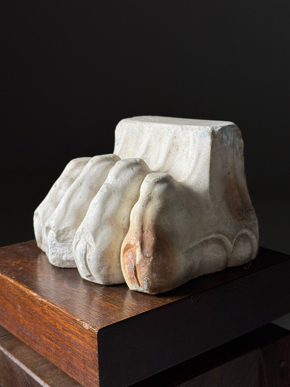 Pair of Hand Carved Marble Lion Paw Feet, 20th Century, photo 2