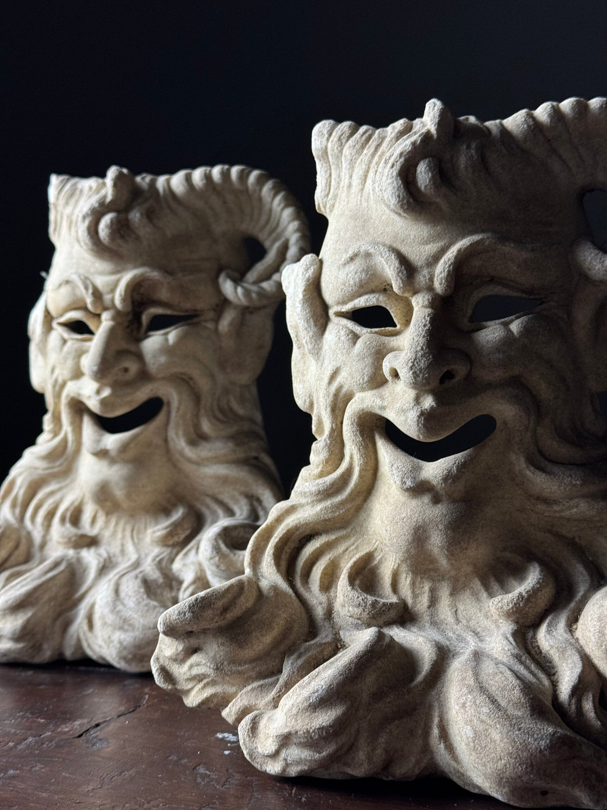 Pair of Italian Marble Satyr Masks, 19th Century, photo 5