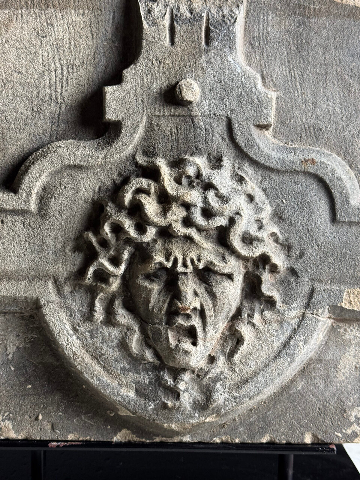 Carved Stone Medusa Fragment on Black Stand, 18th Century, photo 10