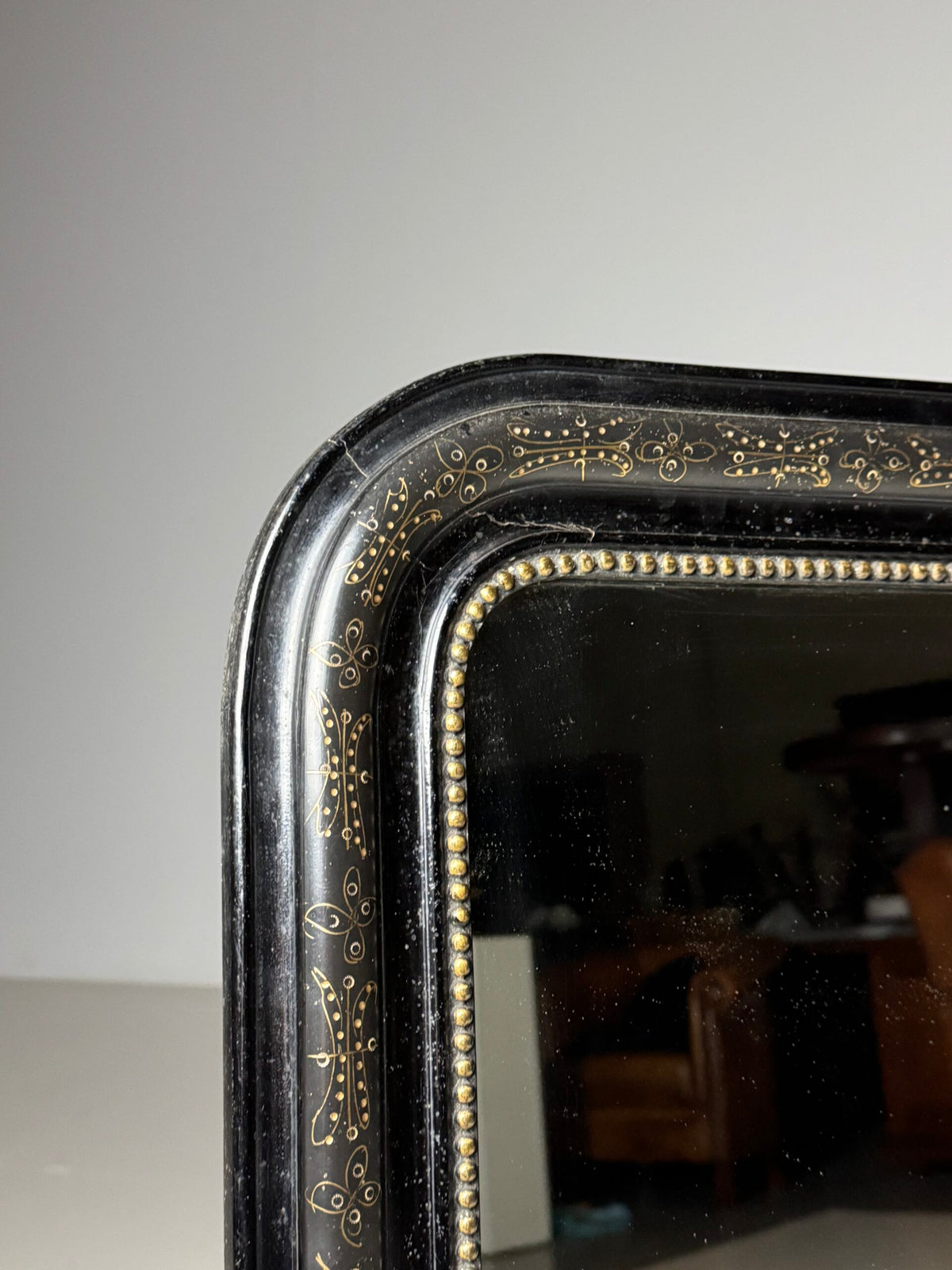 French Louis Philippe Black Mirror, Late 19th Century, photo 4