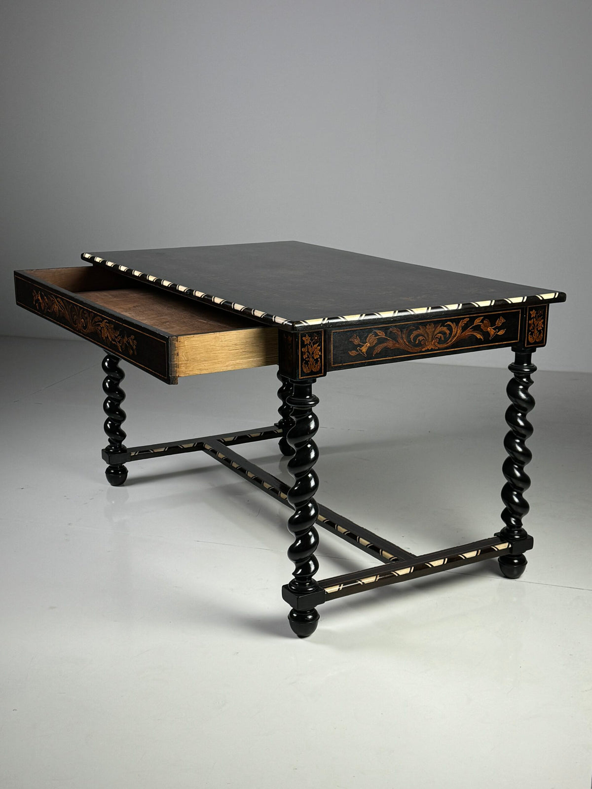 Dutch Marquetry Writing Table with Bone Inlay, 19th Century, photo 14
