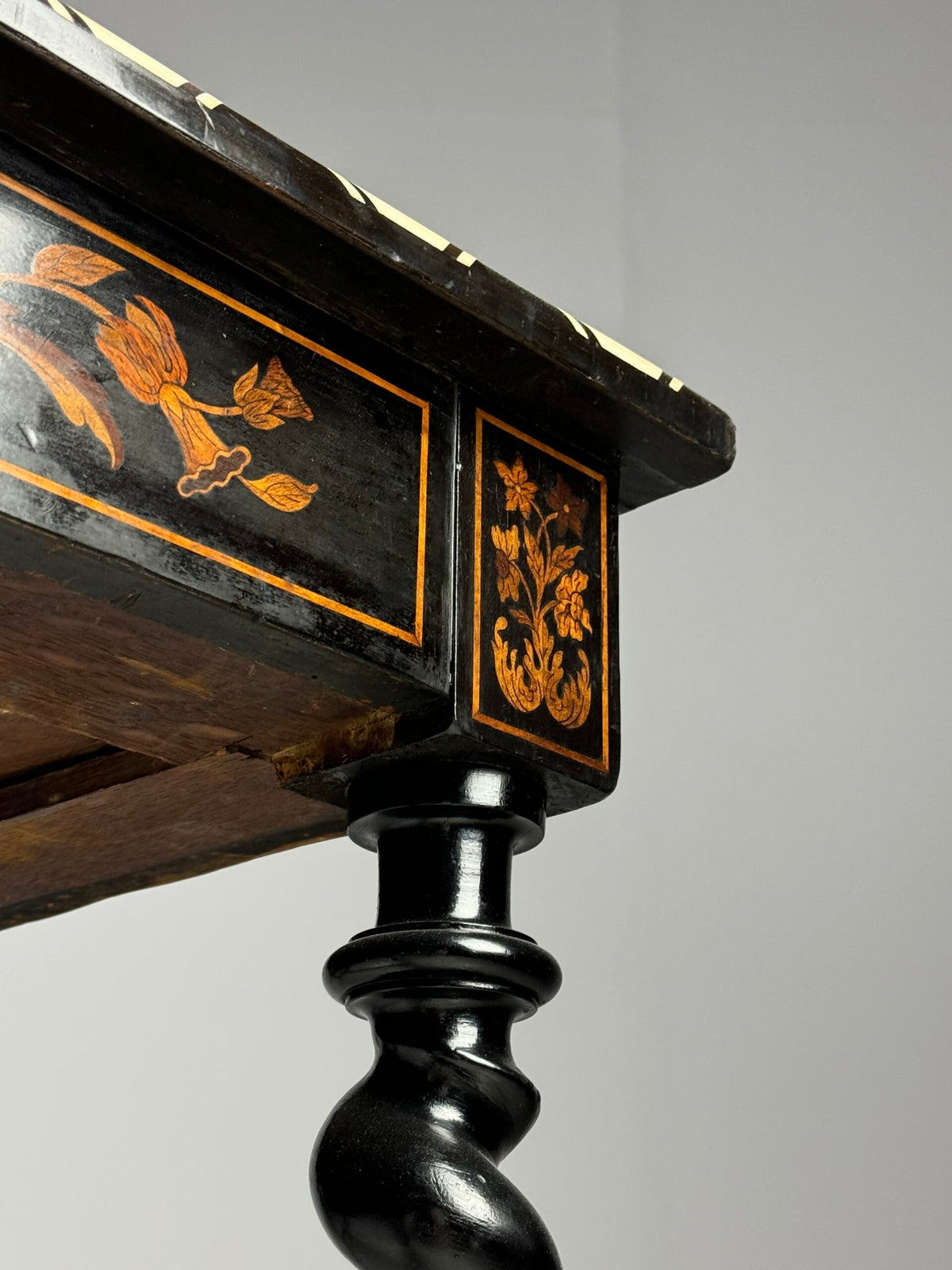 Dutch Marquetry Writing Table with Bone Inlay, 19th Century, photo 15