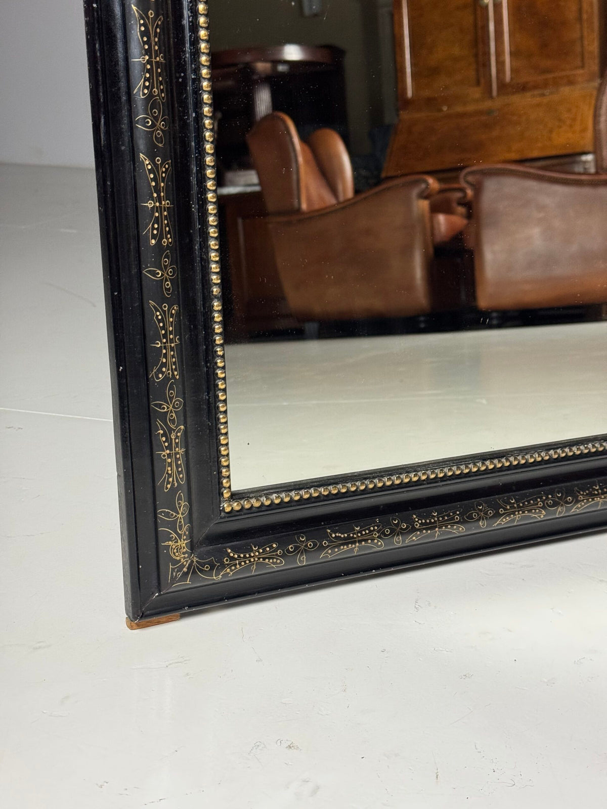 French Louis Philippe Black Mirror, Late 19th Century, photo 13