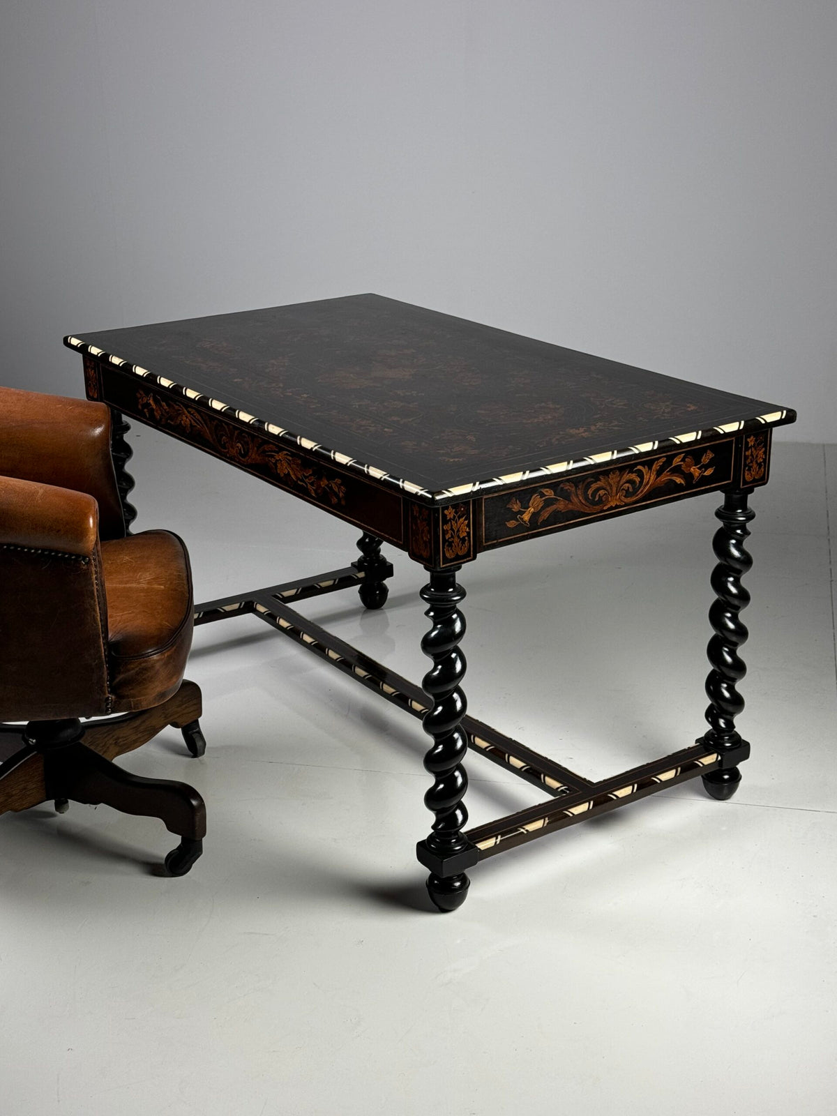 Dutch Marquetry Writing Table with Bone Inlay, 19th Century, photo 22