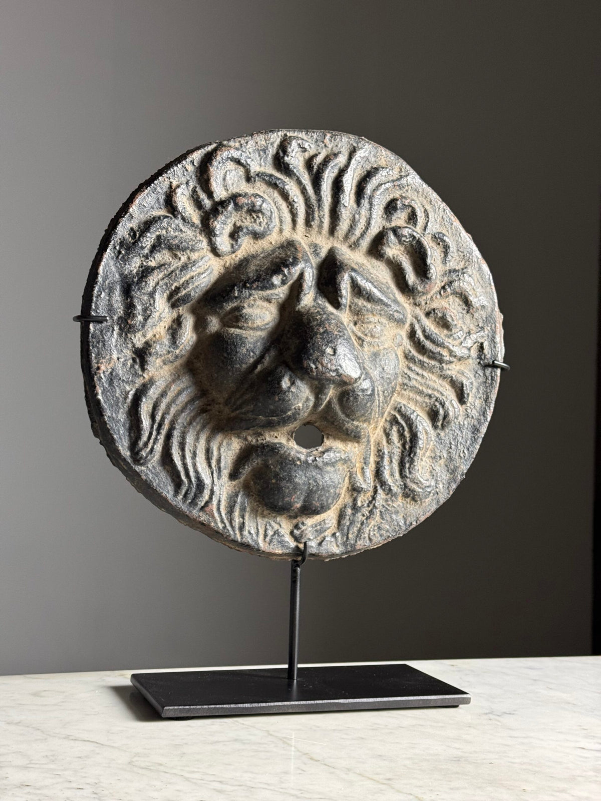 17th Century French Cast Iron Lion Head Fountain Mask on Stand, photo 16