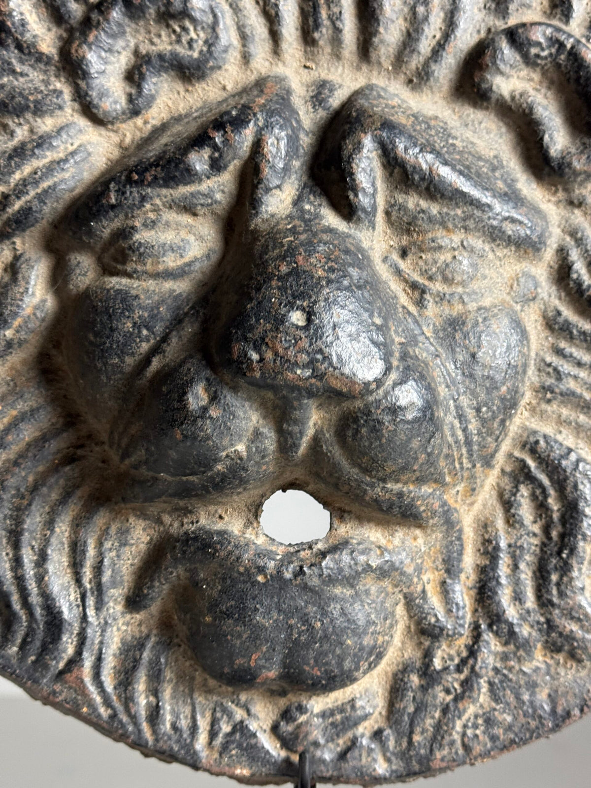17th Century French Cast Iron Lion Head Fountain Mask on Stand, photo 14