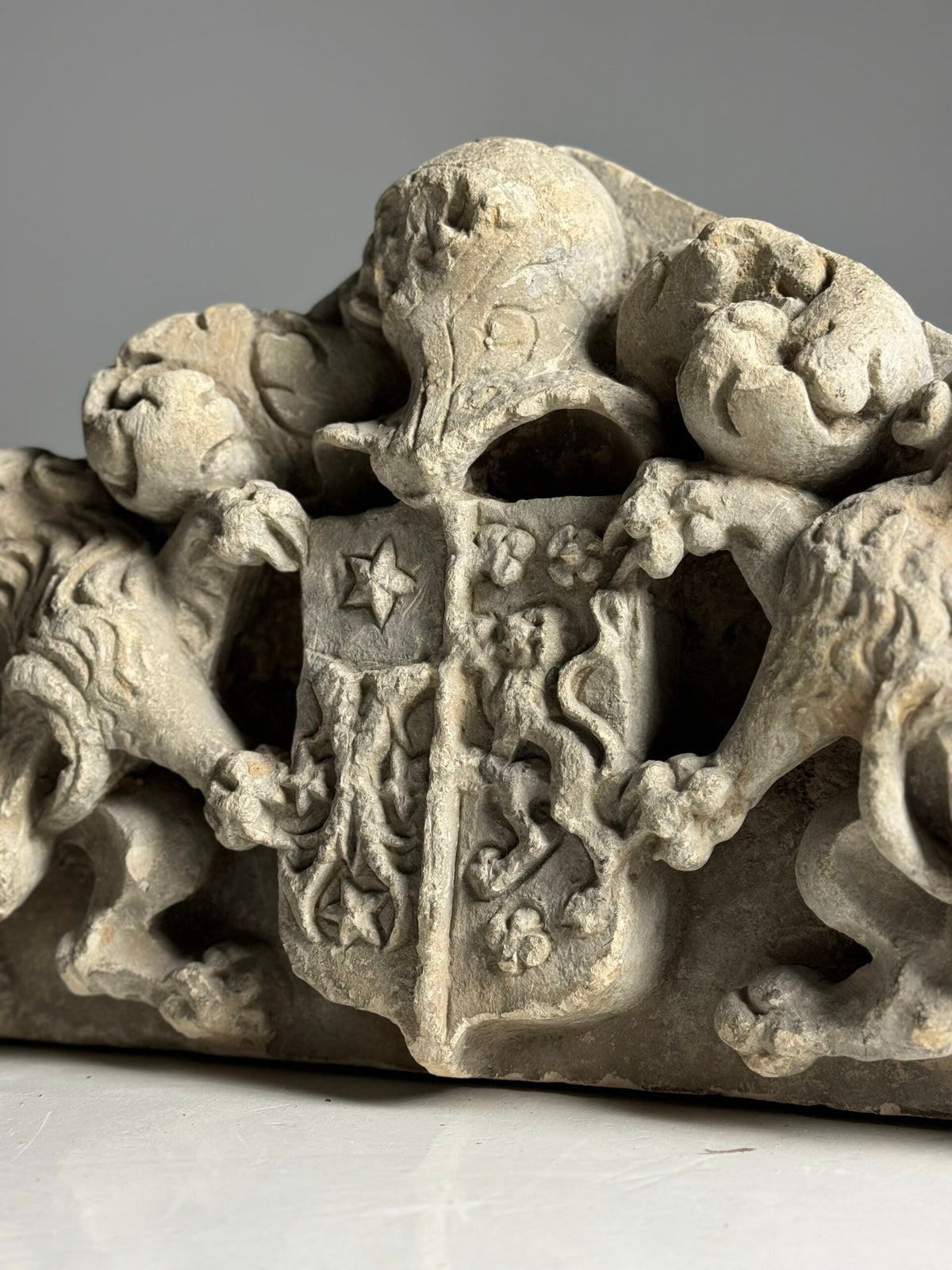 Hand Carved Limestone Coat of Arms, Dutch or Flemish, 18th Century, photo 7