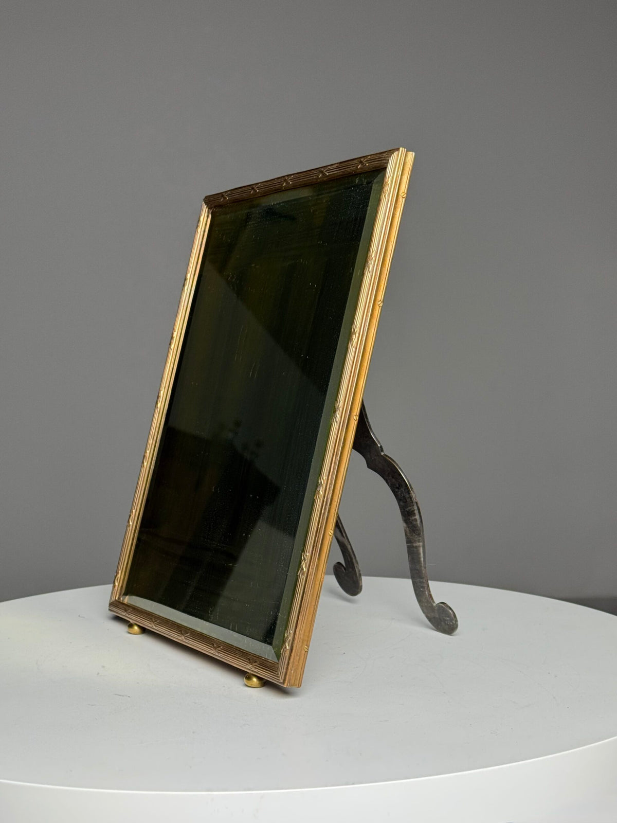 Mid Century Brass Make-up Mirror, photo 4