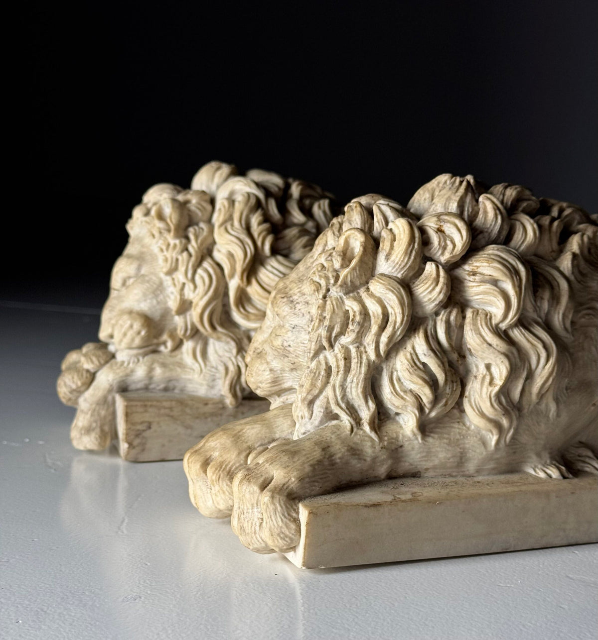 Pair of Reclining Lions After Canova, Mid 20th Century, photo 2