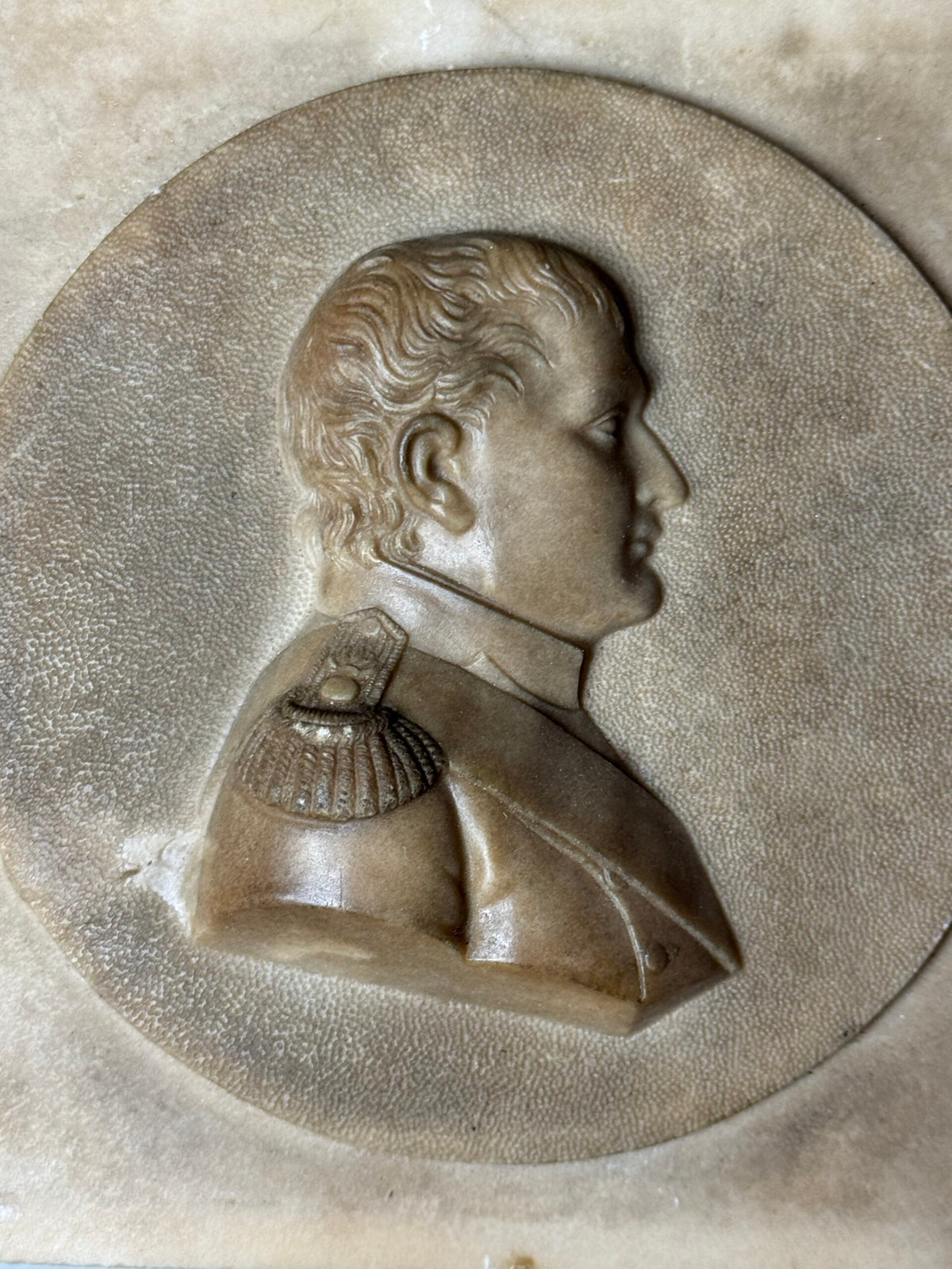 Napoleon Bonaparte Medallion in Petrified Limestone, 19th Century, photo 7