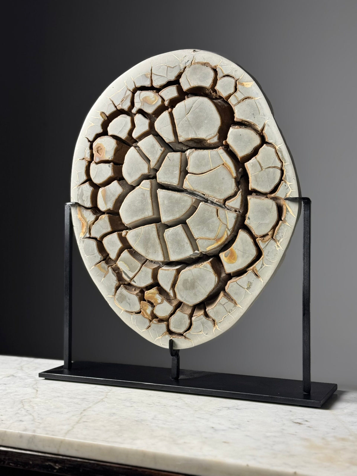 Septaria Nodule Cross Section on Metal Stand, photo 6
