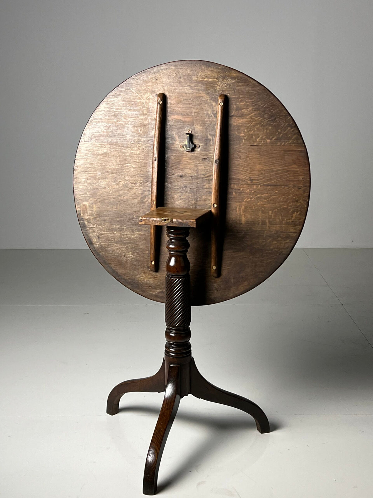 English Solid Oak Tilt Top Table, 19th Century, photo 8