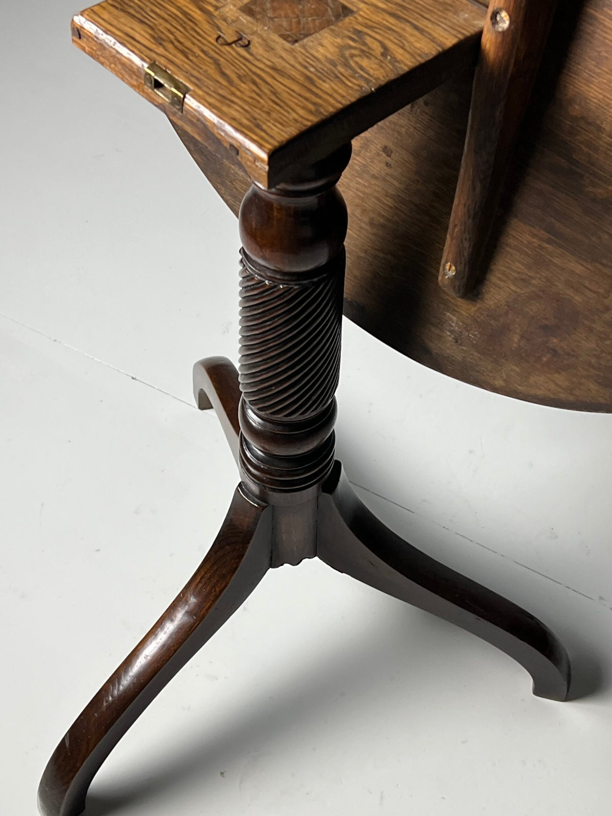 English Solid Oak Tilt Top Table, 19th Century, photo 13