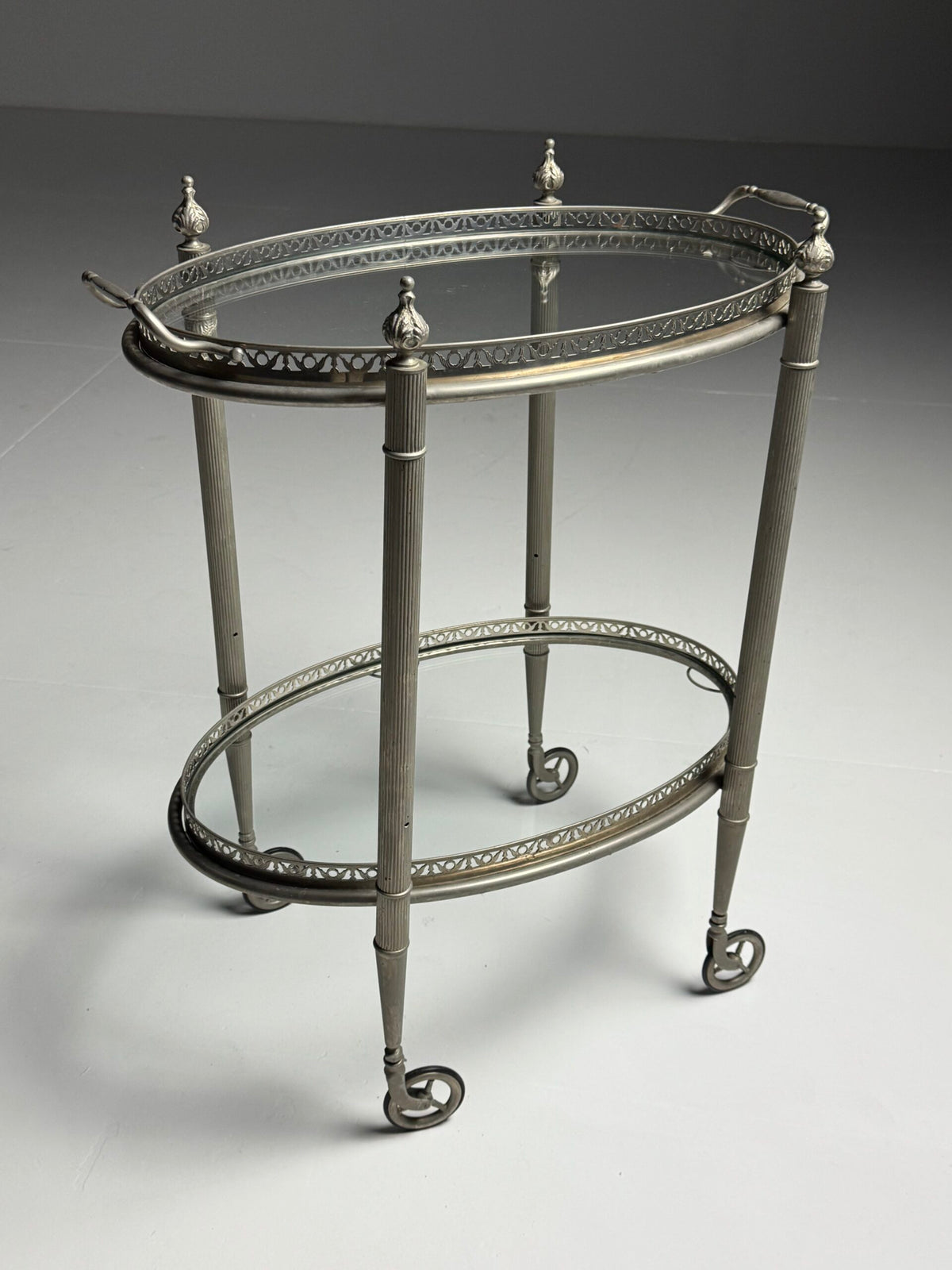Silver Coloured Metal Trolley with Glass Shelves, 1960s to 1970s, photo 20