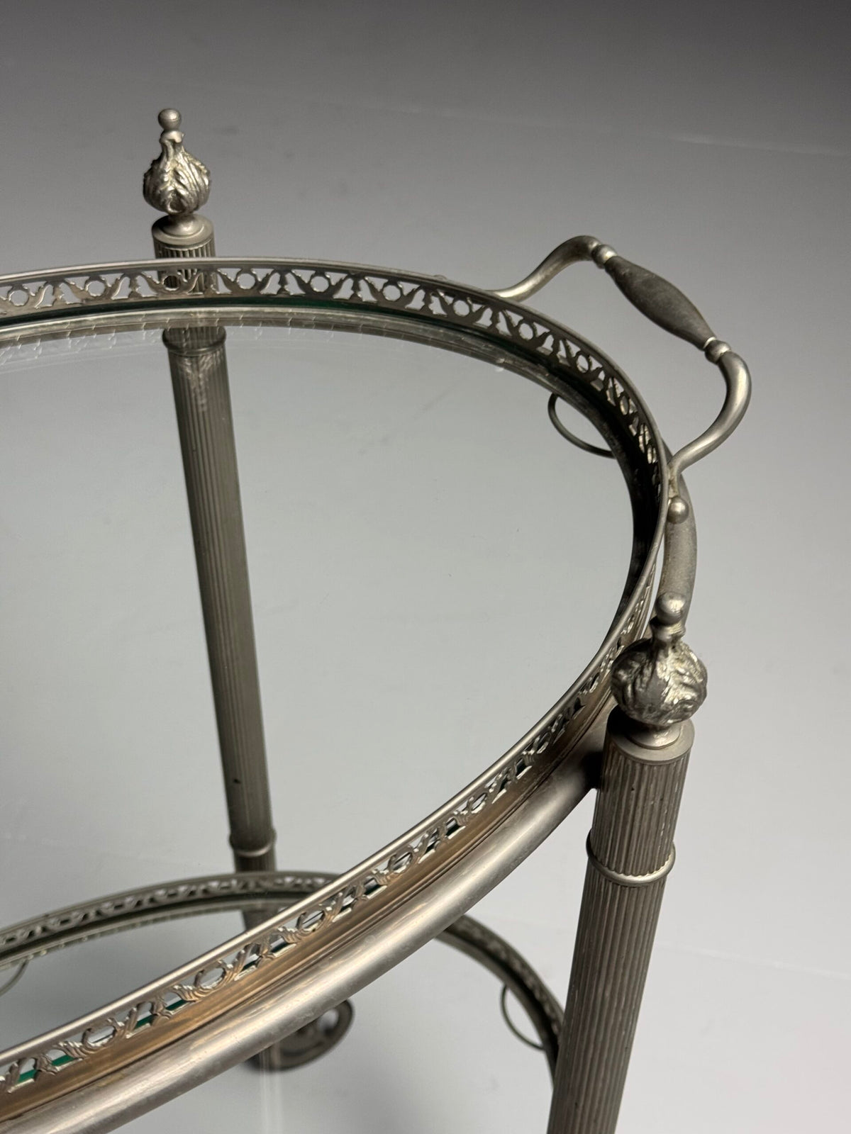 Silver Coloured Metal Trolley with Glass Shelves, 1960s to 1970s, photo 16