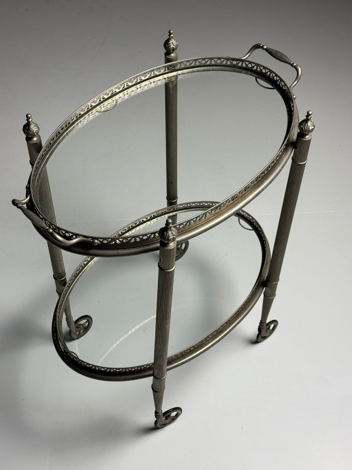 Silver Coloured Metal Trolley with Glass Shelves, 1960s to 1970s, photo 10