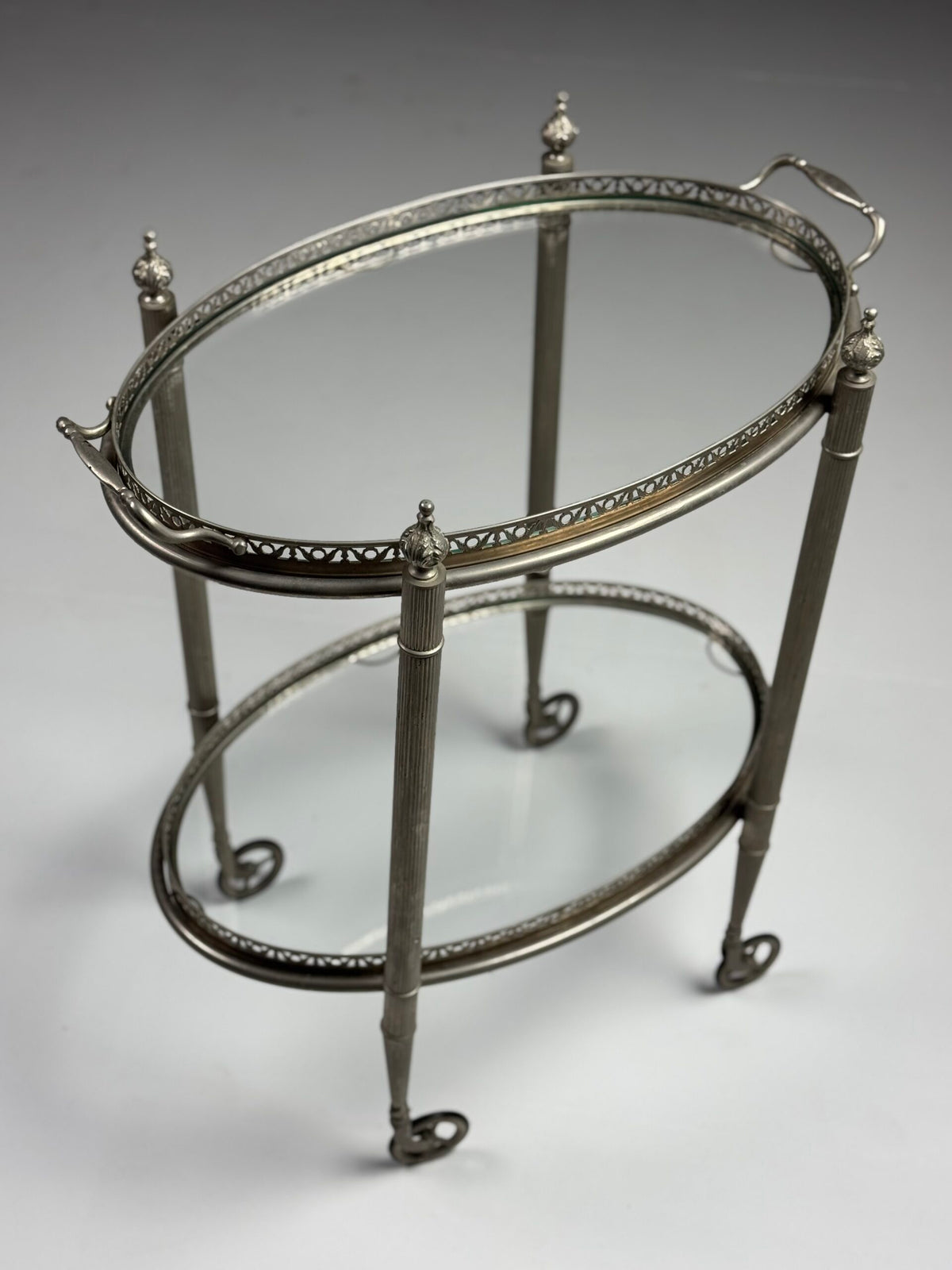 Silver Coloured Metal Trolley with Glass Shelves, 1960s to 1970s, photo 9
