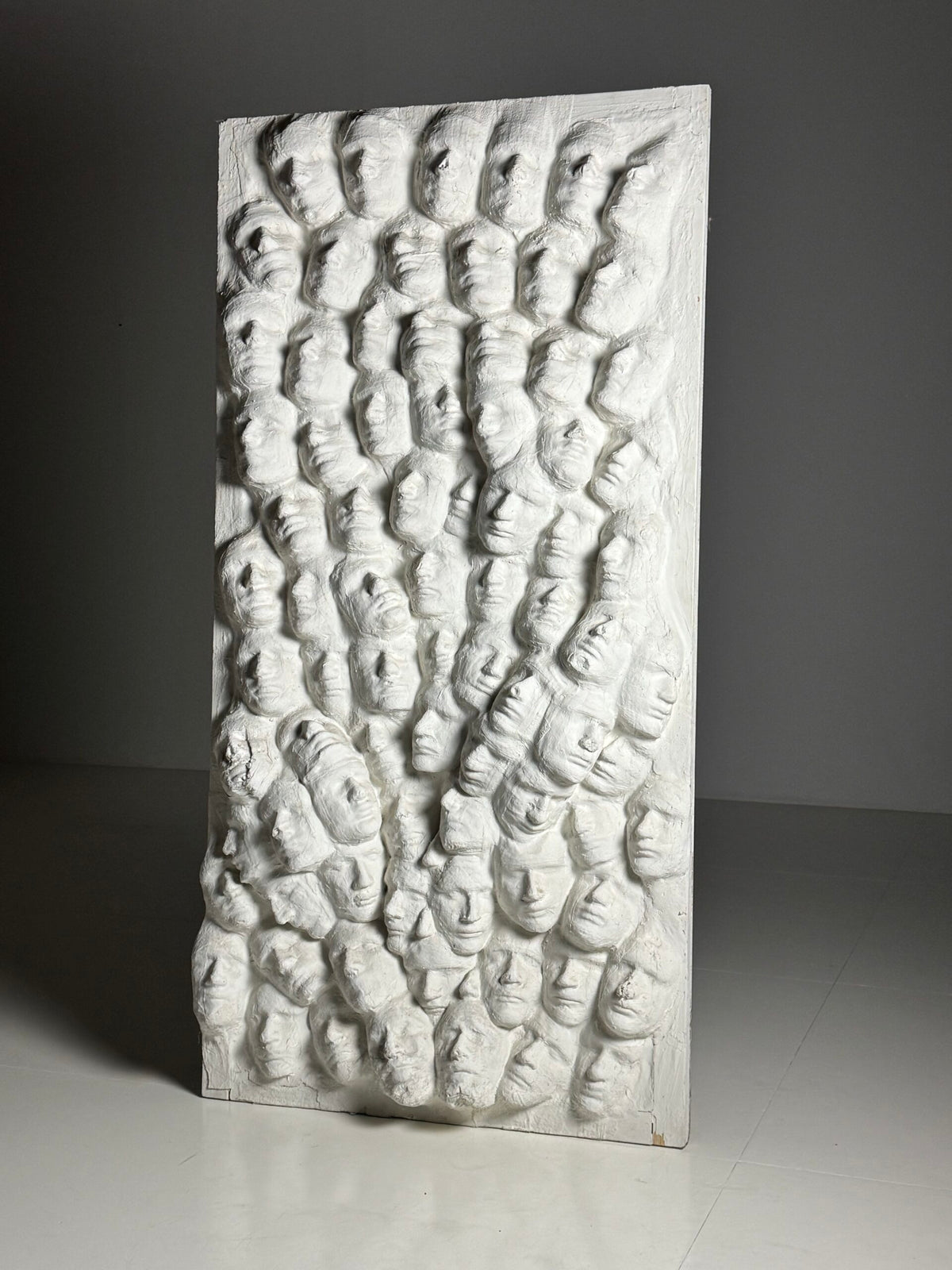Large Vintage Plaster Wall Panel of Faces, France, 1950s to 1960s, photo 9