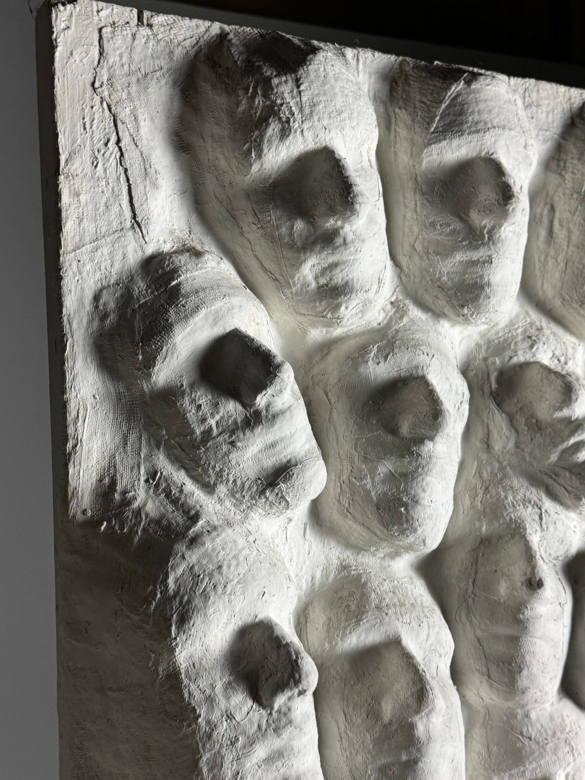 Large Vintage Plaster Wall Panel of Faces, France, 1950s to 1960s, photo 11