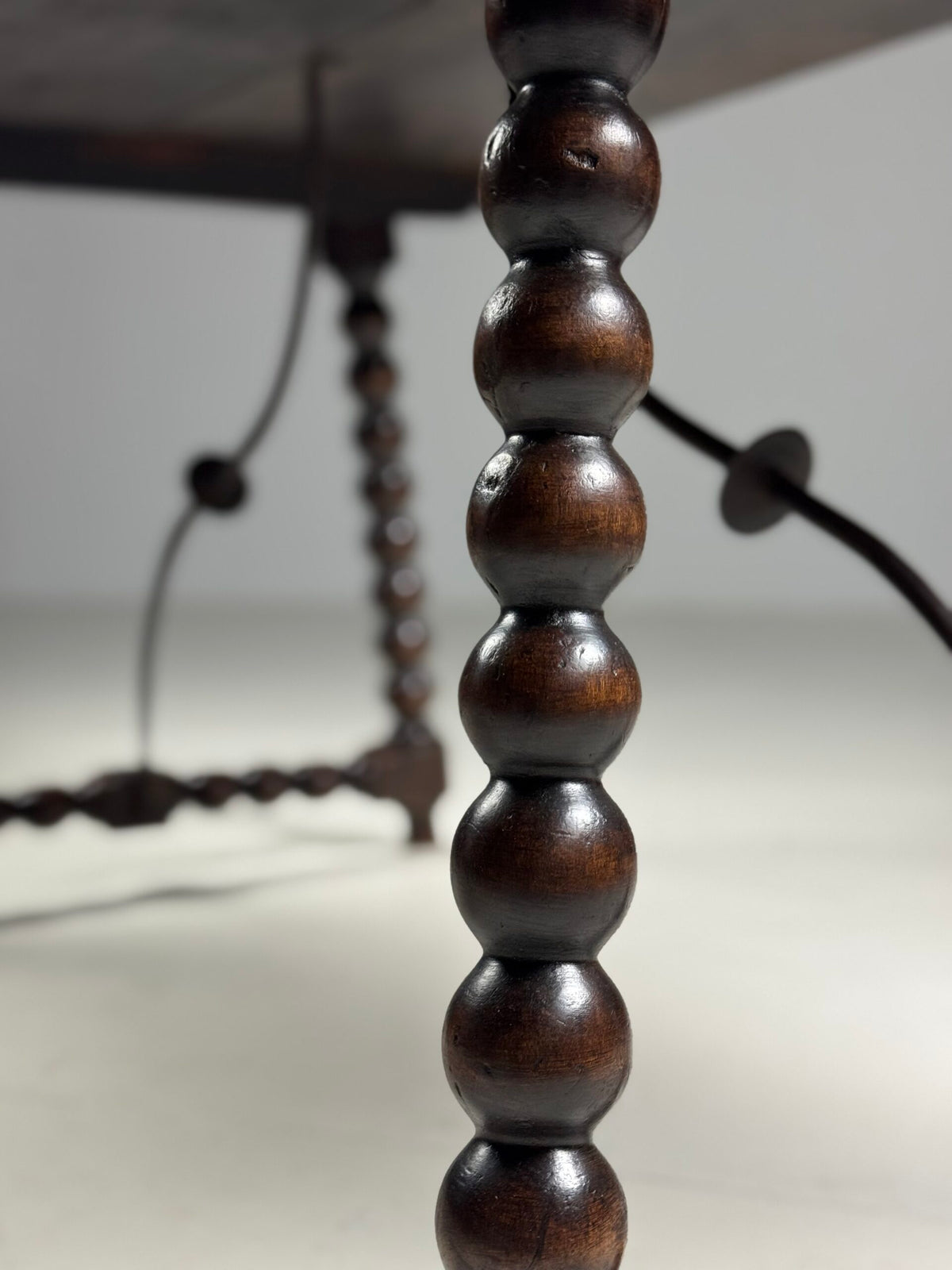 Spanish Walnut Table with Bobbin Turned Stretcher, 18th Century, photo 31