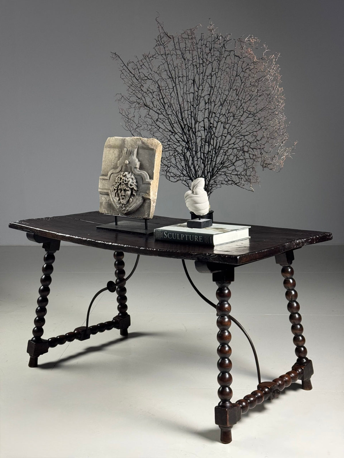 Spanish Walnut Table with Bobbin Turned Stretcher, 18th Century, photo 10