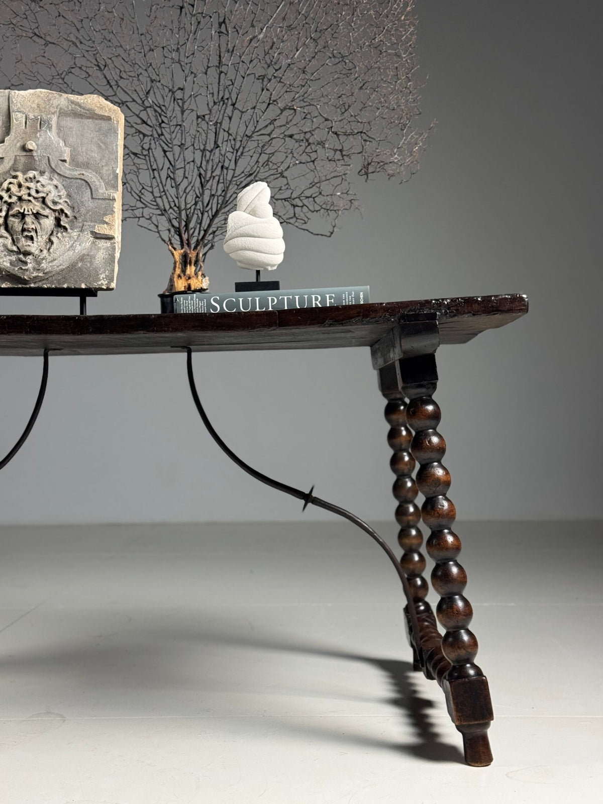 Spanish Walnut Table with Bobbin Turned Stretcher, 18th Century, photo 8
