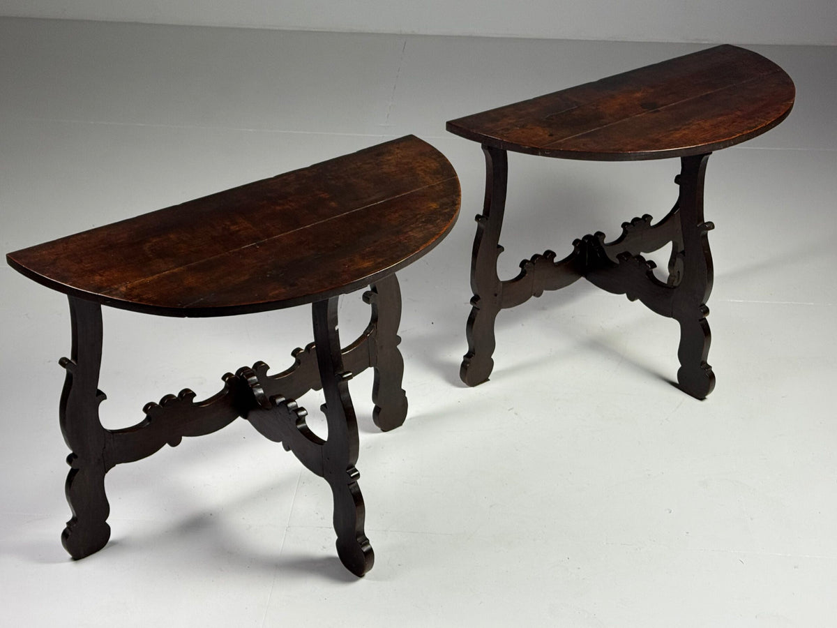 Pair of Italian Demi Lune Console Tables, 18th Century, photo 7