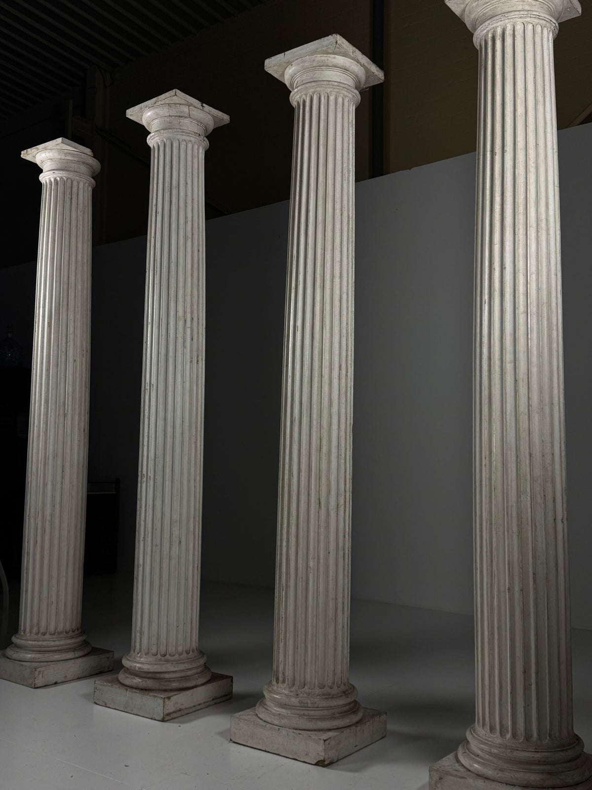 Set of Four Neoclassical White Painted Wooden Columns, 272 cm, photo 11