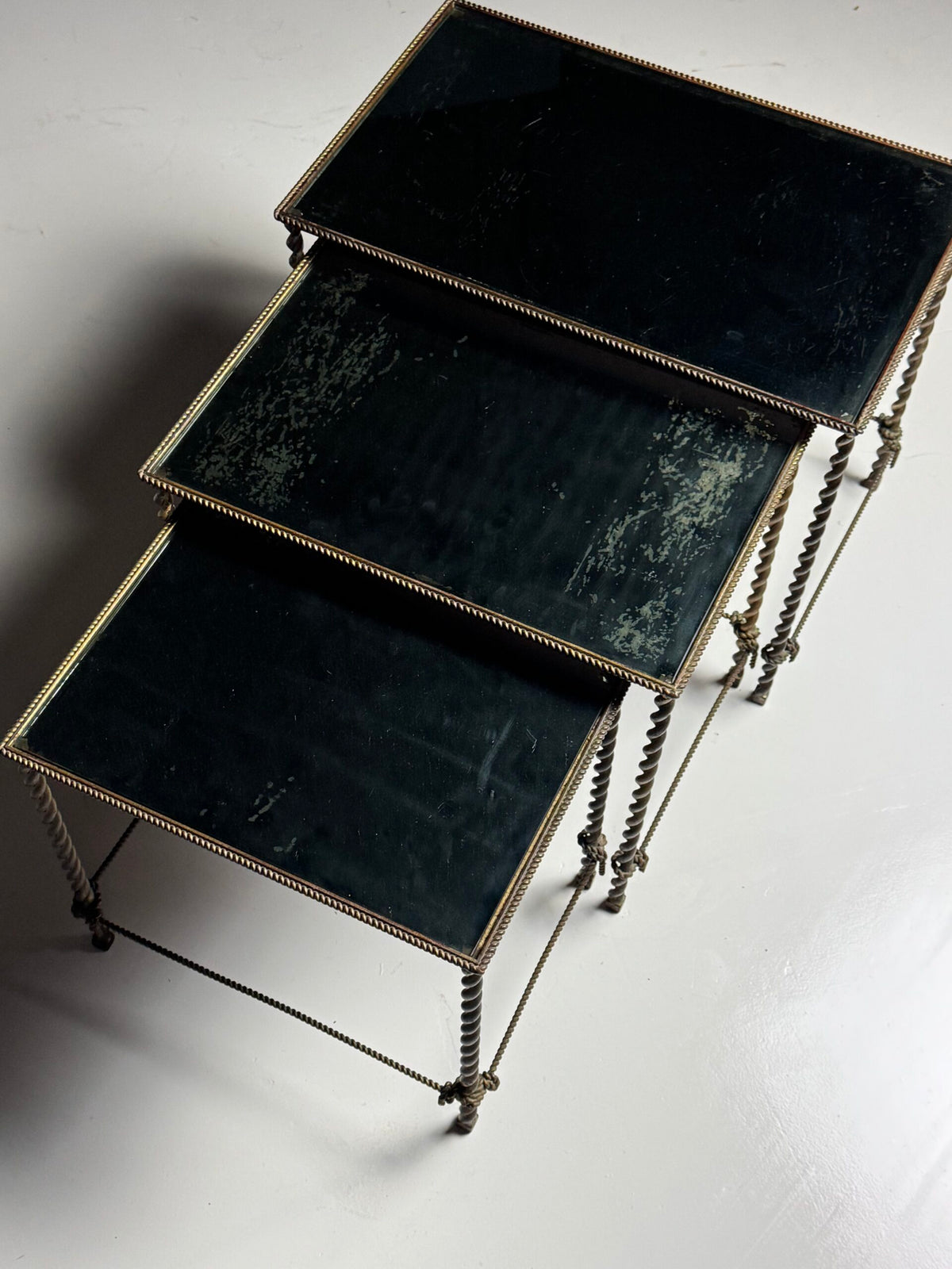 Set of Three Vintage Rope Nesting Tables, France, photo 9