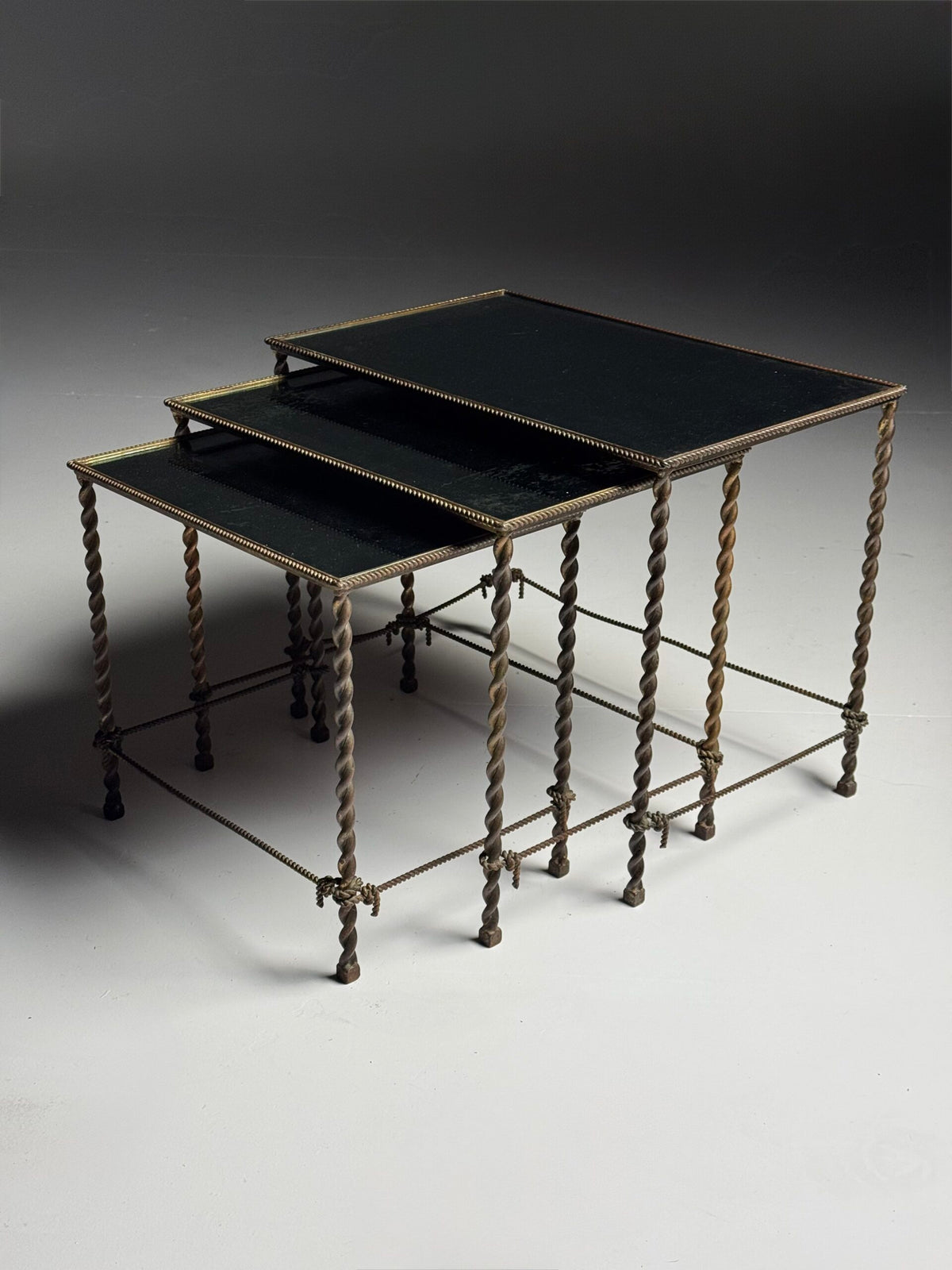Set of Three Vintage Rope Nesting Tables, France, photo 4