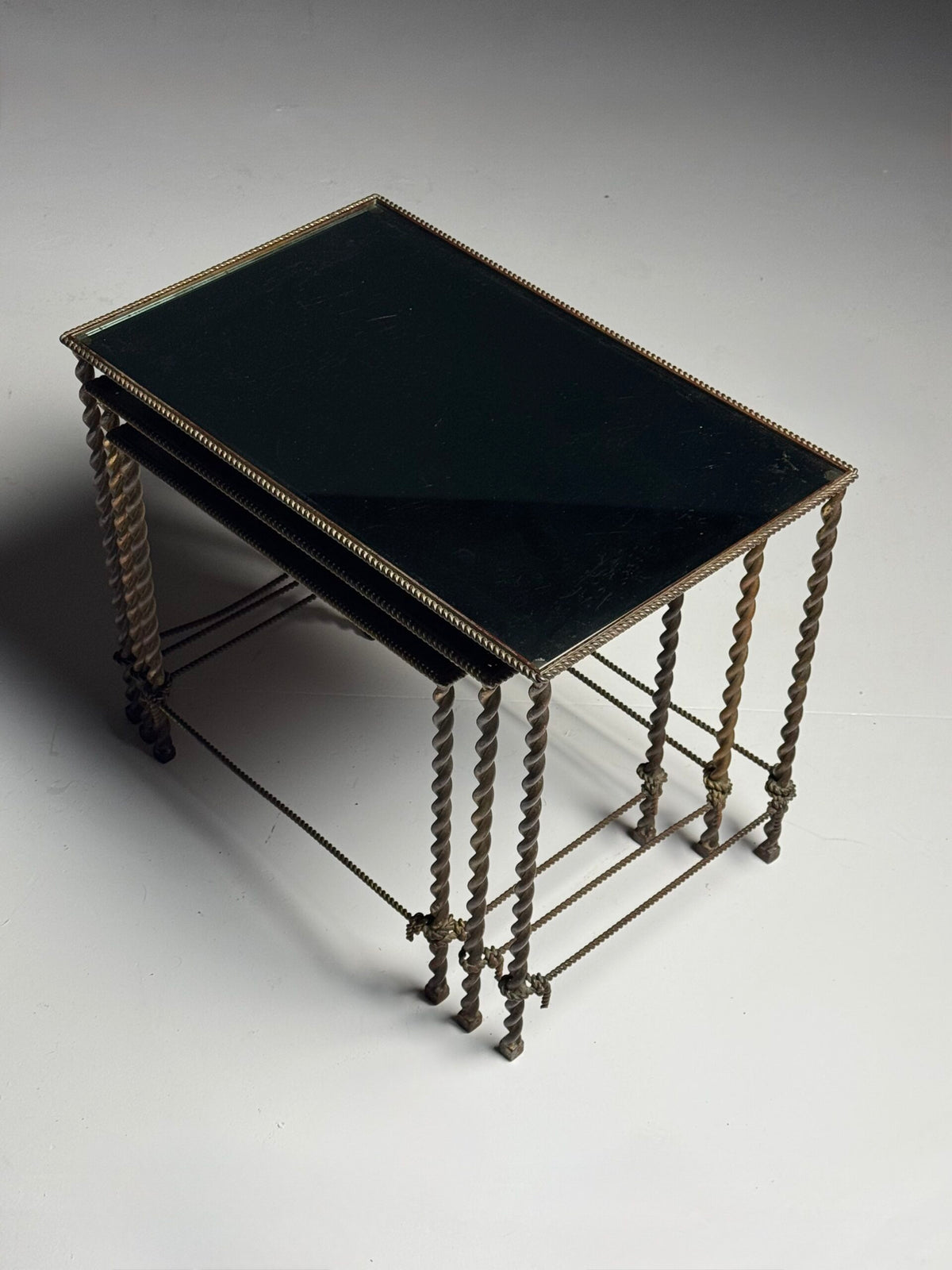 Set of Three Vintage Rope Nesting Tables, France, photo 3