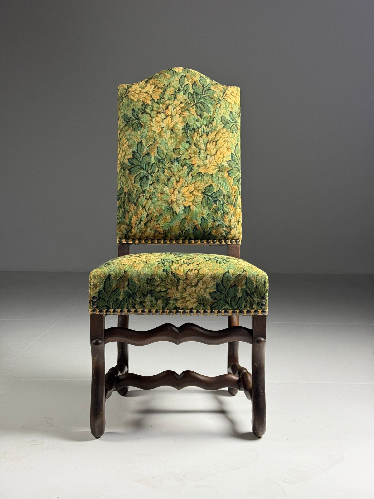 Set of Six Os de Mouton Dining Chairs, Aubusson Style Fabric, photo 27